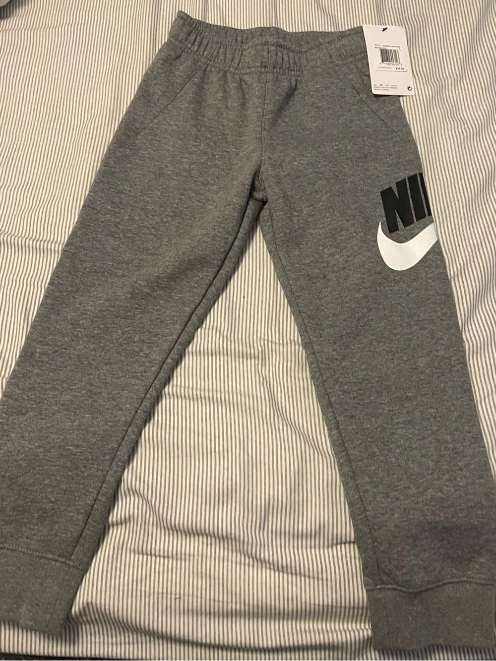 Nike Gray Logo Kids Sweatpants with White Swoosh